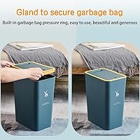 Vista 6 de Bote de basura de plástico de 15 litros con tapa, cubo de basura de plástico con cubierta de resorte de presión, cesta de basura moderna, contenedor