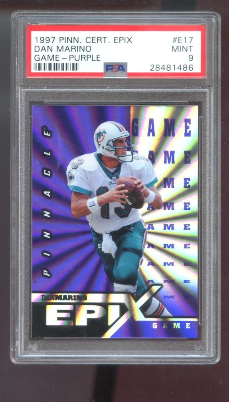 1997 Pinnacle Certified Epix #E17 Dan Marino Game Purple PSA 9 Graded Football Card NFL Miami Dolphins