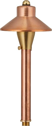 Miniatura 6 de VOLT Sombrero plano de 12 V, luz de camino de latón negro (pantalla de 5 pulgadas, 25 pulgadas de alto) con estaca de tierra