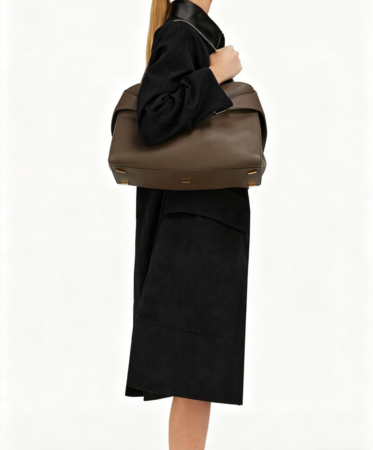 Women's Leather Tote Bag, Soft Top-Grain Cowhide Shoulder Bag for Business and Work - Image 2