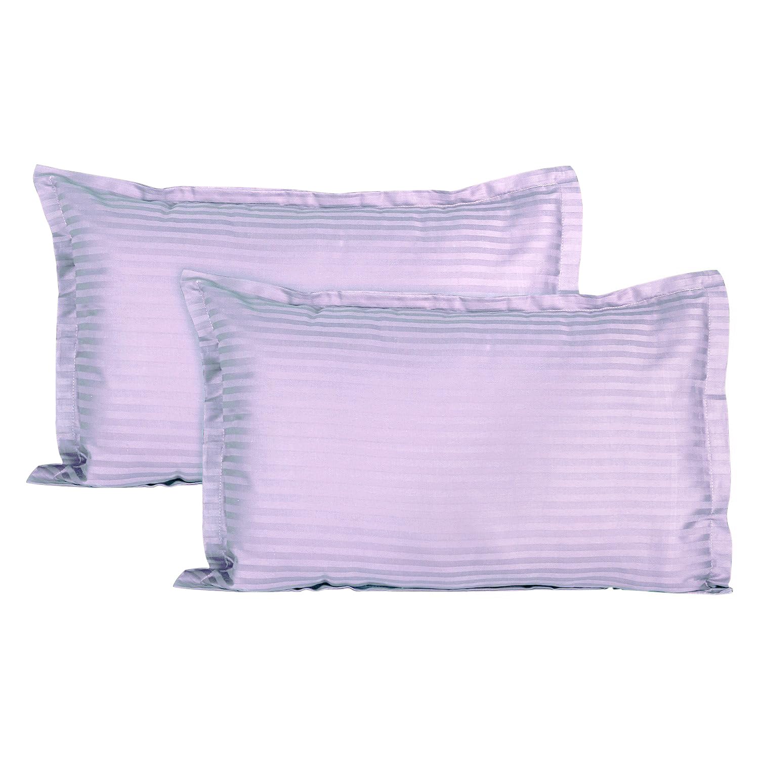 Trance Home Linen 200 TC 100% Cotton Standard Size 18x28 inch Satin Stripe Pillow Covers | Pillow Cases | Set of 2 Piece Pillow Covers only |Standard Size (Lilac Purple, 18 X 28 inch)