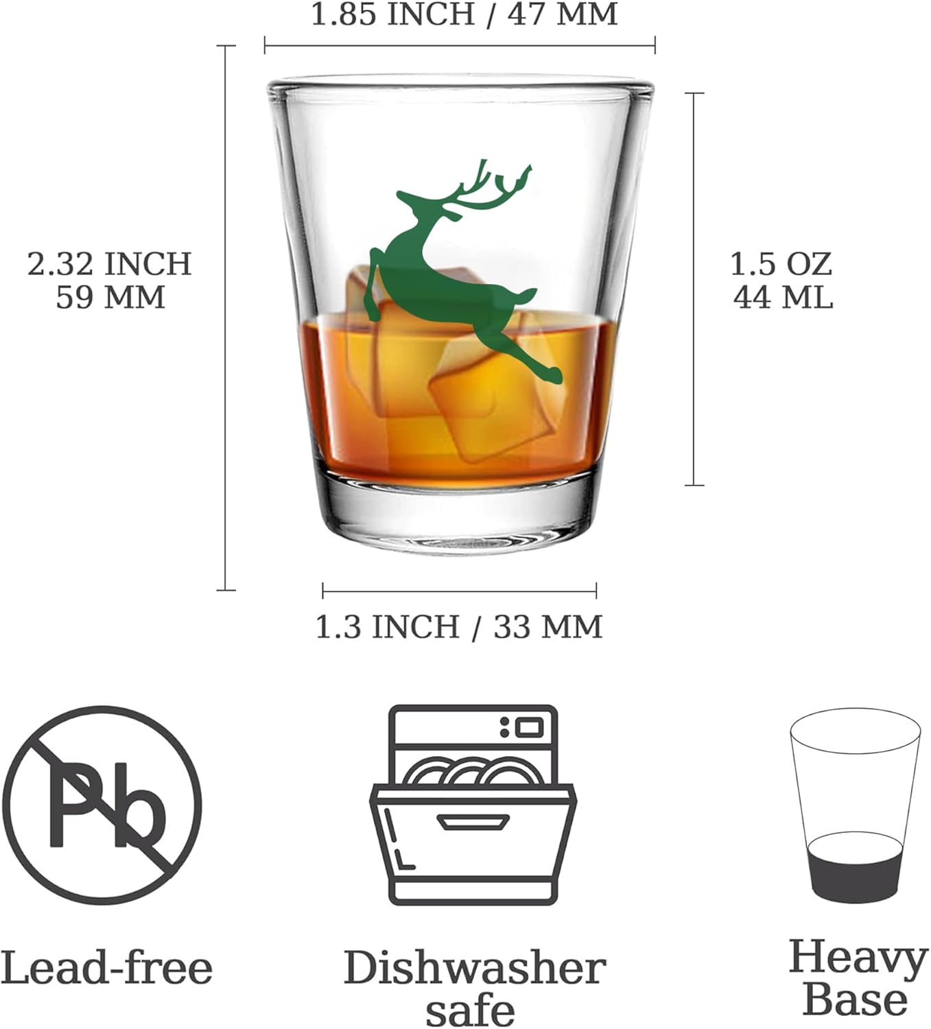 6 PCS Christmas Theme Shot Glasses Set, 1.5 oz Clear Shot Glass Cups with Heavy Base, Christmas New Year Party Supplies or Favors - Image 3