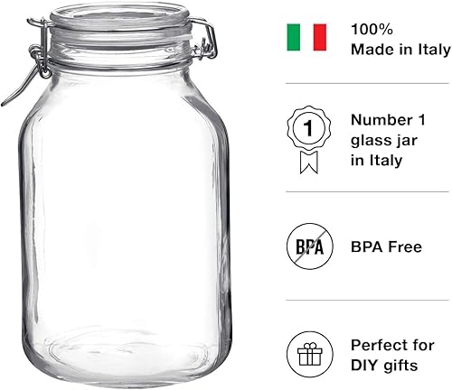 Vista 36 de Bormioli Rocco Fido Mandíbula cuadrada con tapa azul, 33-3/4 onzas, 33.75 onzas, transparente Claro