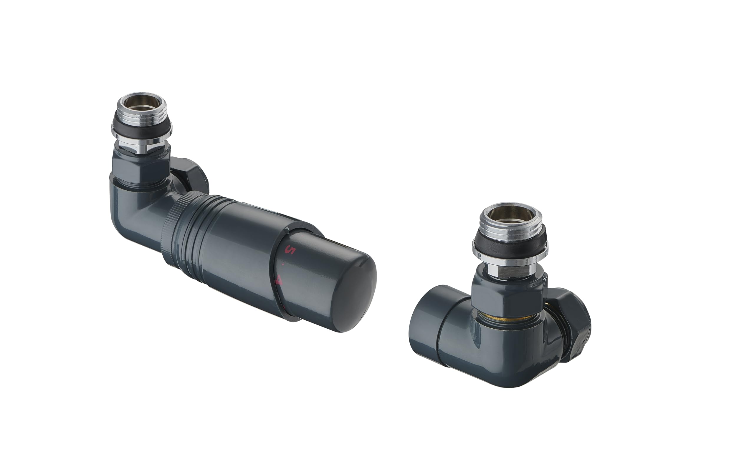 Accessory Valves Terma Cylindrical, Thermostatic, Left Or Right Sided, 3-Axis (Corner) Trv & Locksh Set, Anthracite