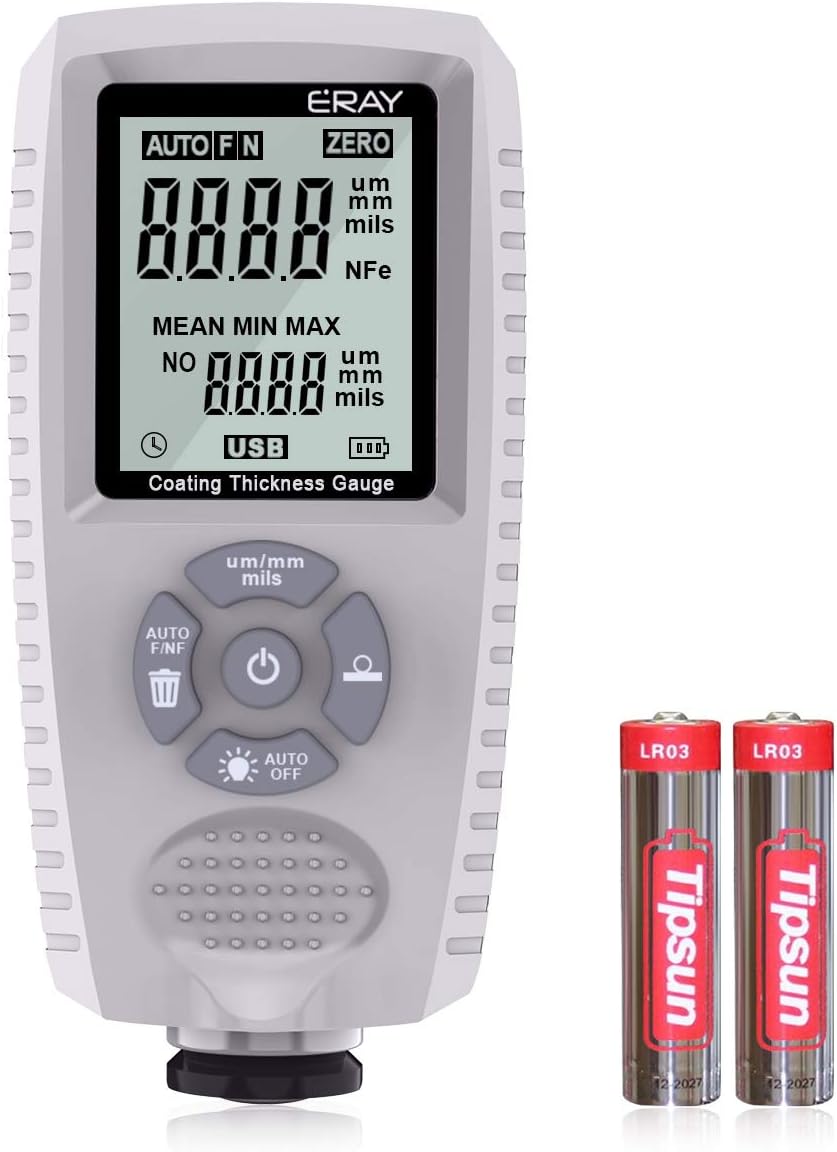 ERAY Paint Coating Thickness Gauge Meter Digital Handheld for Car Automotive with Backlight LCD Display (Cream)