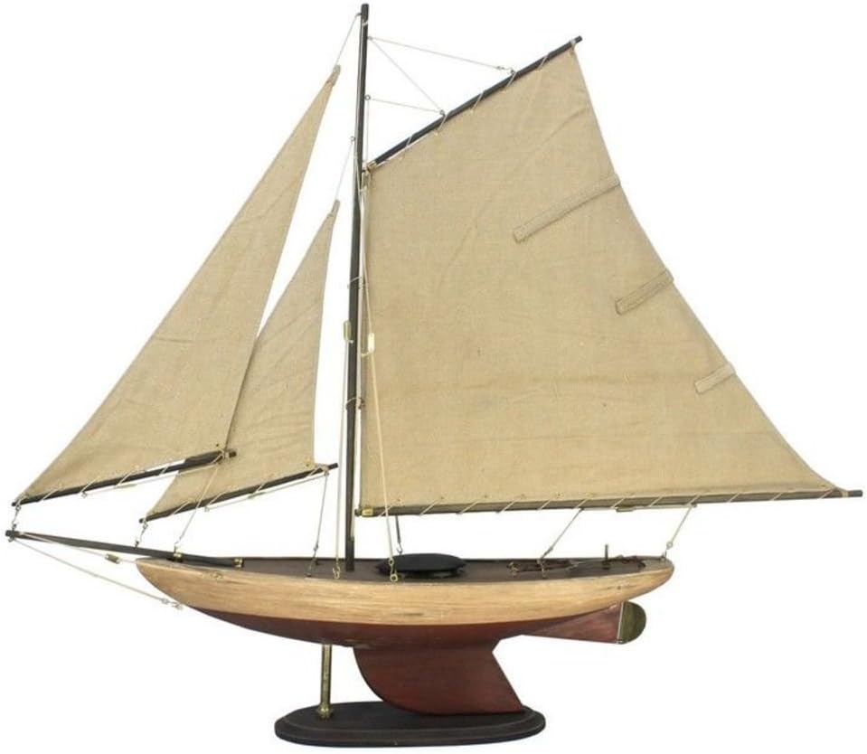 Hampton Nautical Wooden Rustic Bermuda Sloop Model Sailboat 30"- Model Sailing Boat Decoration Toy Figure