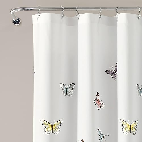 Miniatura 2 de Lush Decor Cortina de ducha con diseño de mariposa, 72 x 72 pulgadas, lila