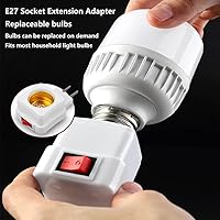Vista 3 de Adaptador de extensión de enchufe E26/E27 con interruptor, enchufe de luz enchufable, convierte la toma de corriente a enchufe de bombilla