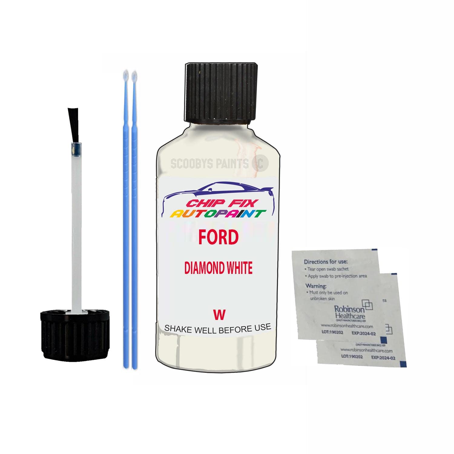 Scoobys Paints Back In The Mix Diamond White Touch Up Paint For Ford Courier W 1973-201730Ml Bottle Brush Scratch Stone Chip Repair Pen