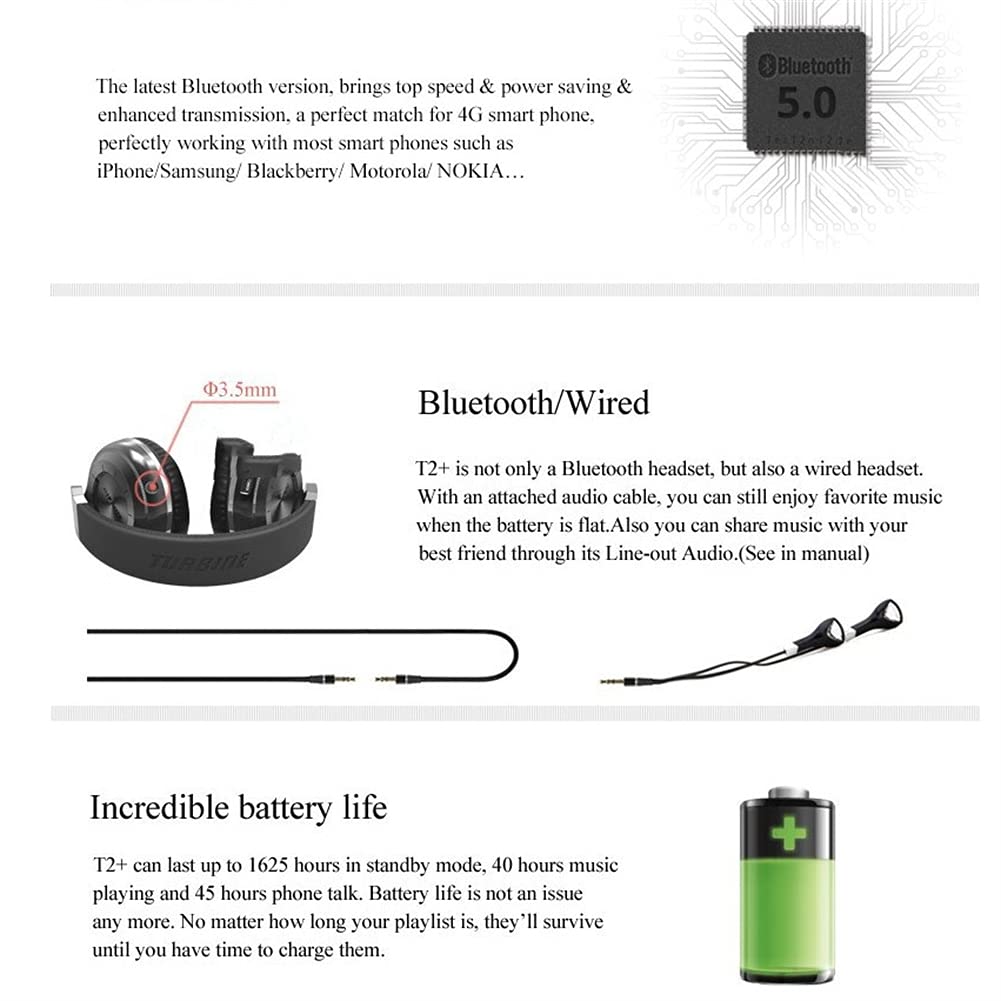 Inalámbrico sobre Auriculares con Oreja con Sonido Estéreo HiFi, Auriculares Estéreo HiFi con Micrófono Y Euríficos De Proteínas Blandas, para Celular/TV/PC/Oficina Domiciliaria