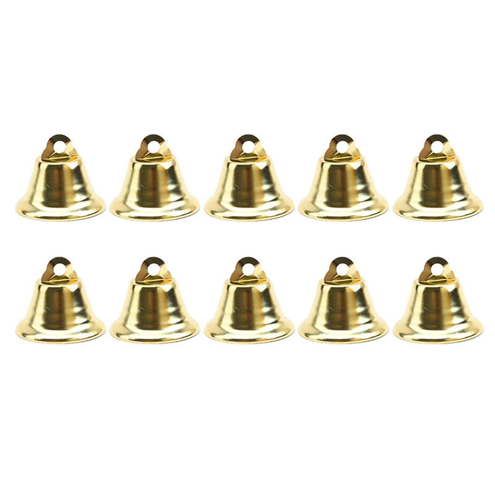 OAIEU 10Pcs Christmas Tree Diy Crafts Gold Jingle Bells Mini Open-Horn Bell Decorative Wind Chime Holiday Accessory(50Mm)