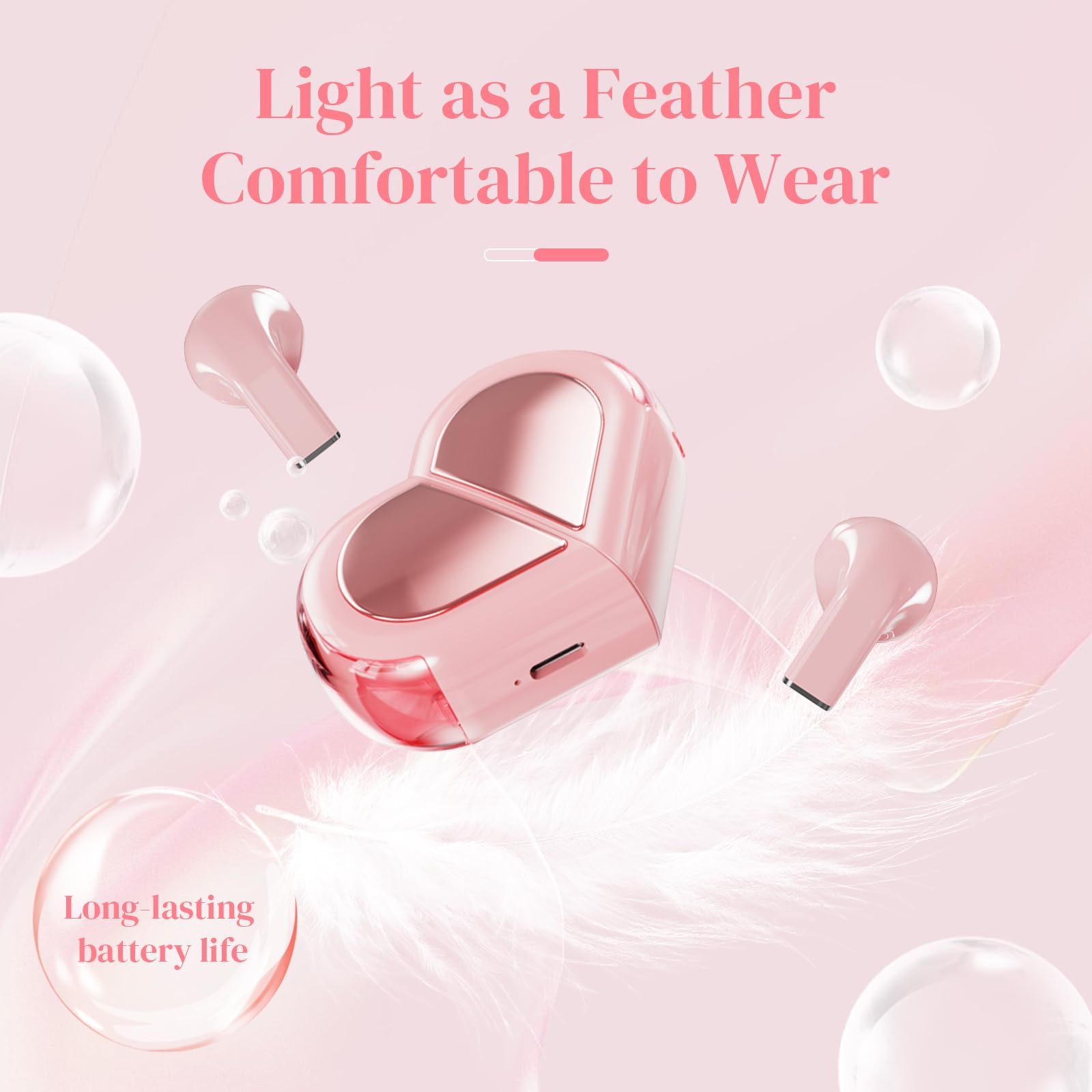 Auricolari wireless a forma di cuore rosa per ragazze e bambine, mini e piccoli, invisibili, wireless, Bluetooth, per orecchie piccole, canali, donne, oro rosa, Kawai, blu, per iPhone e