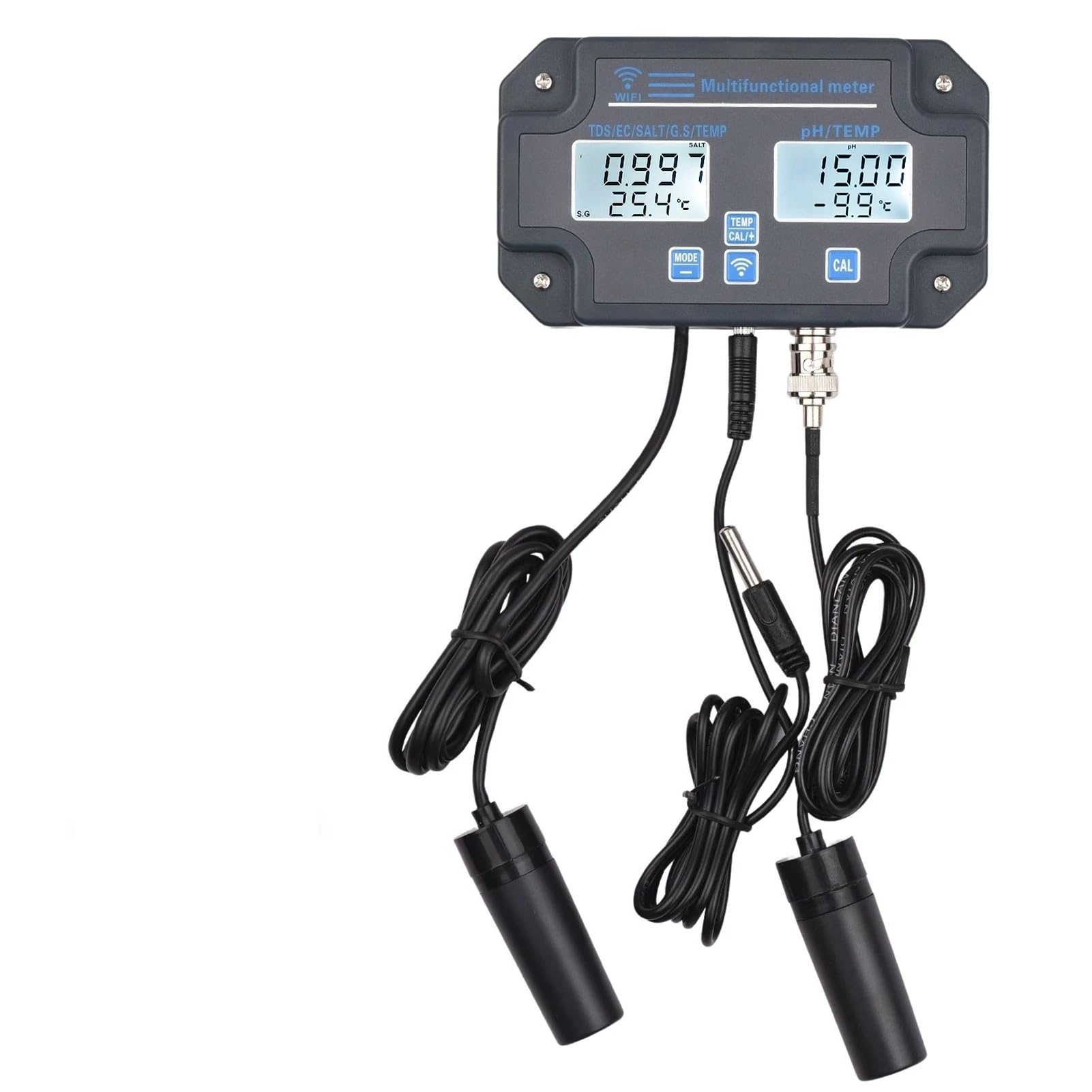 Tester digitale della qualità acqua Wi-Fi 6 in 1 PH/EC/TDS/SALE/GS/Temperatura Analizzatore APP Controllo intelligente Monitoraggio remoto online,Multifunzionale