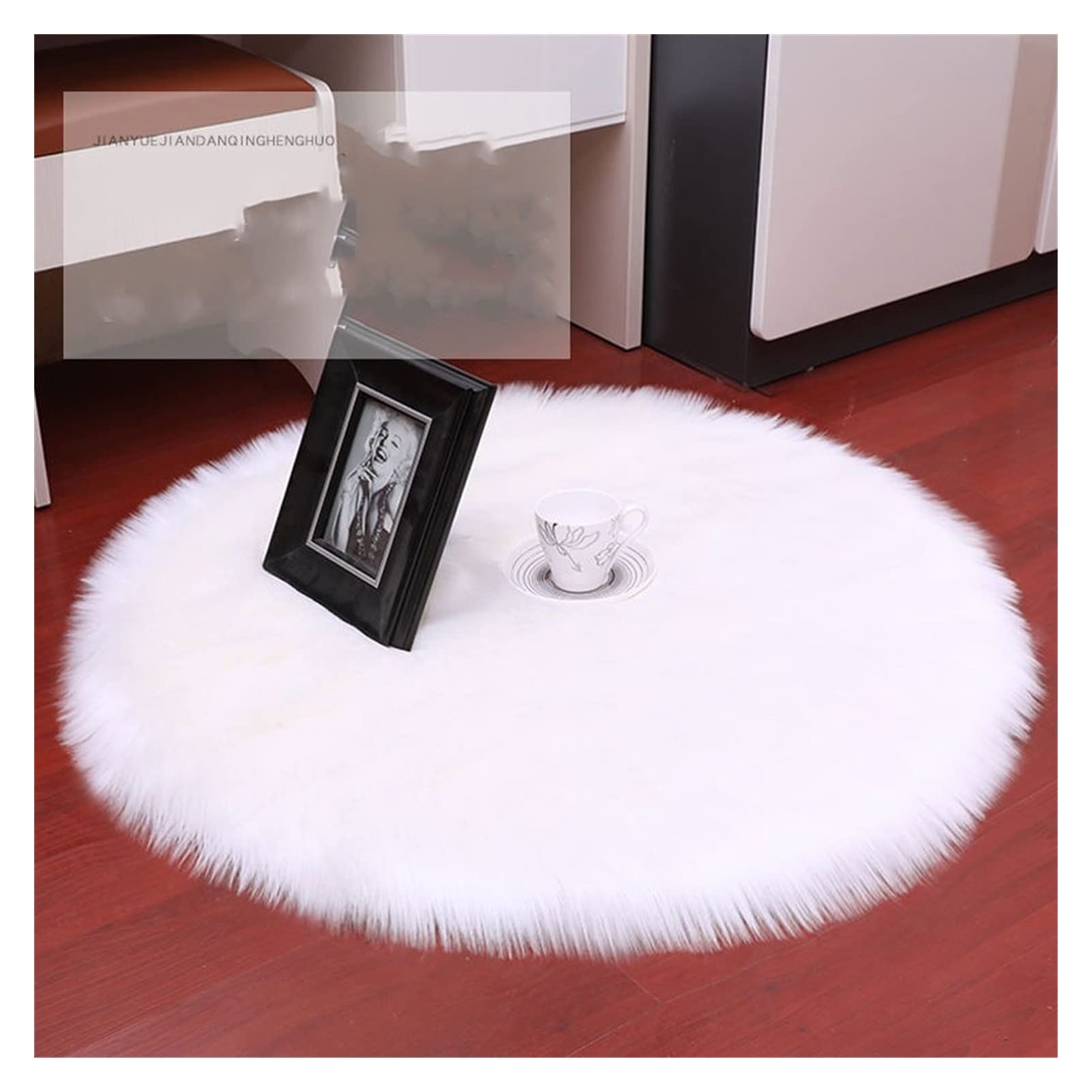 Dywan do Salonu Imitacja wełny dywan okrągły dywan mata podłogowa pluszowy dywanik do salonu Dywanik Dywany (Color : White, Size : 120cm)