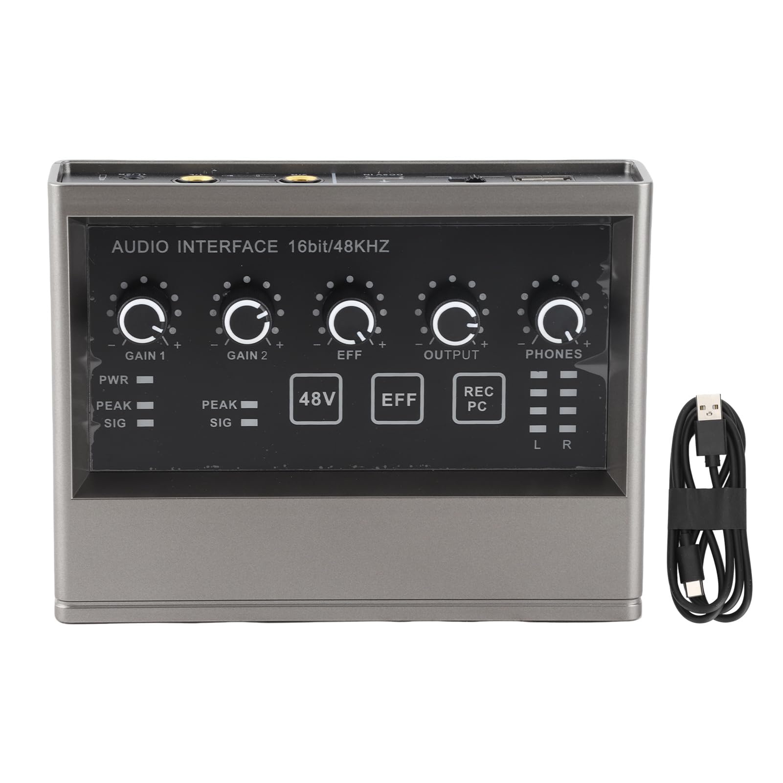 Tarjeta de Sonido en Vivo, HiFi Lossless Sound Noise Reduction DSP Sound Processing Chip USB Tipo C, Audio Mixer para PC Smartphone Live Broadcast