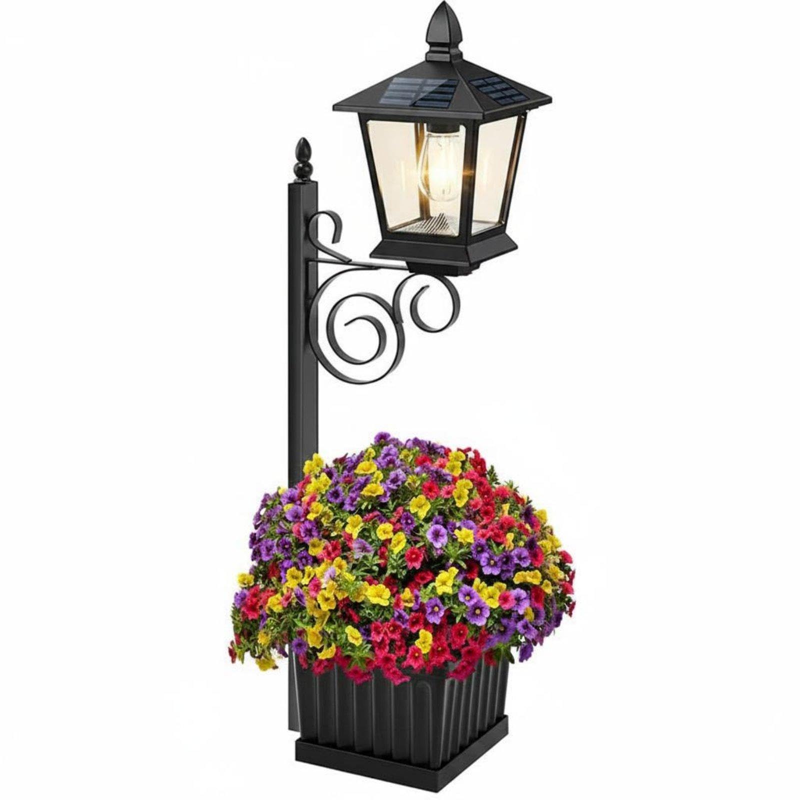 Freestanding Solar Planter Lamp Waterproof Wall Mount Solar Planter Decorative Flower Pot Lamp for Garden, Patio, Terrace-image-18