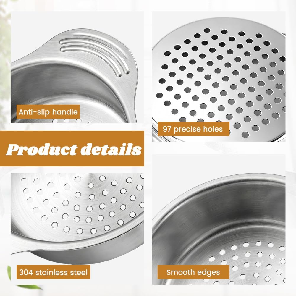 2 Pcs Tuna Can Strainer, Metal Sieve Can Drainer with 2 Cleaning Brushes, Tuna Press Oil Drainer Filter Colander for Kitchen, Food Strainer, Dishwasher Safe