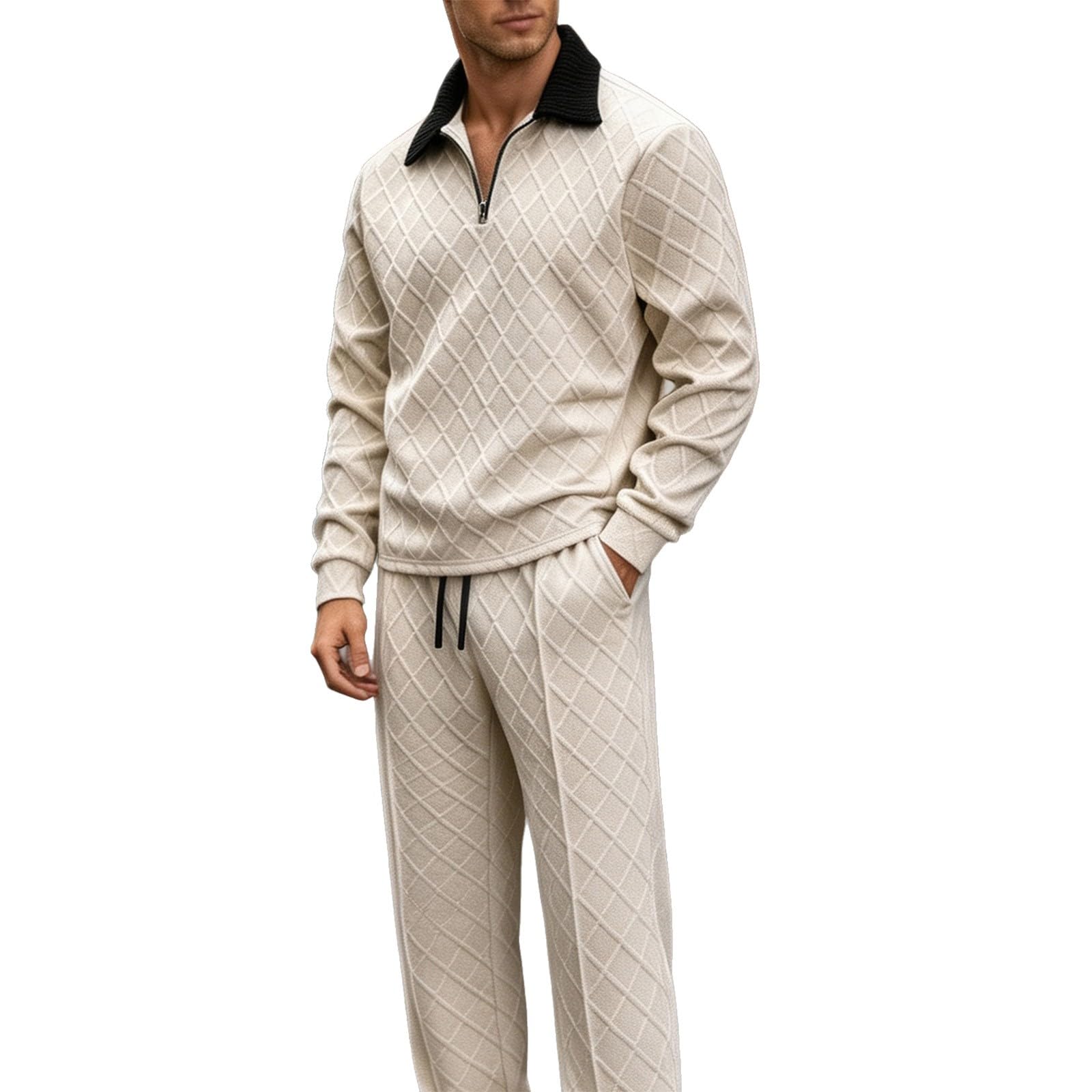 Tuta Uomo Invernale, Completo Uomo Casual con Collo Alto 2 Pezzi