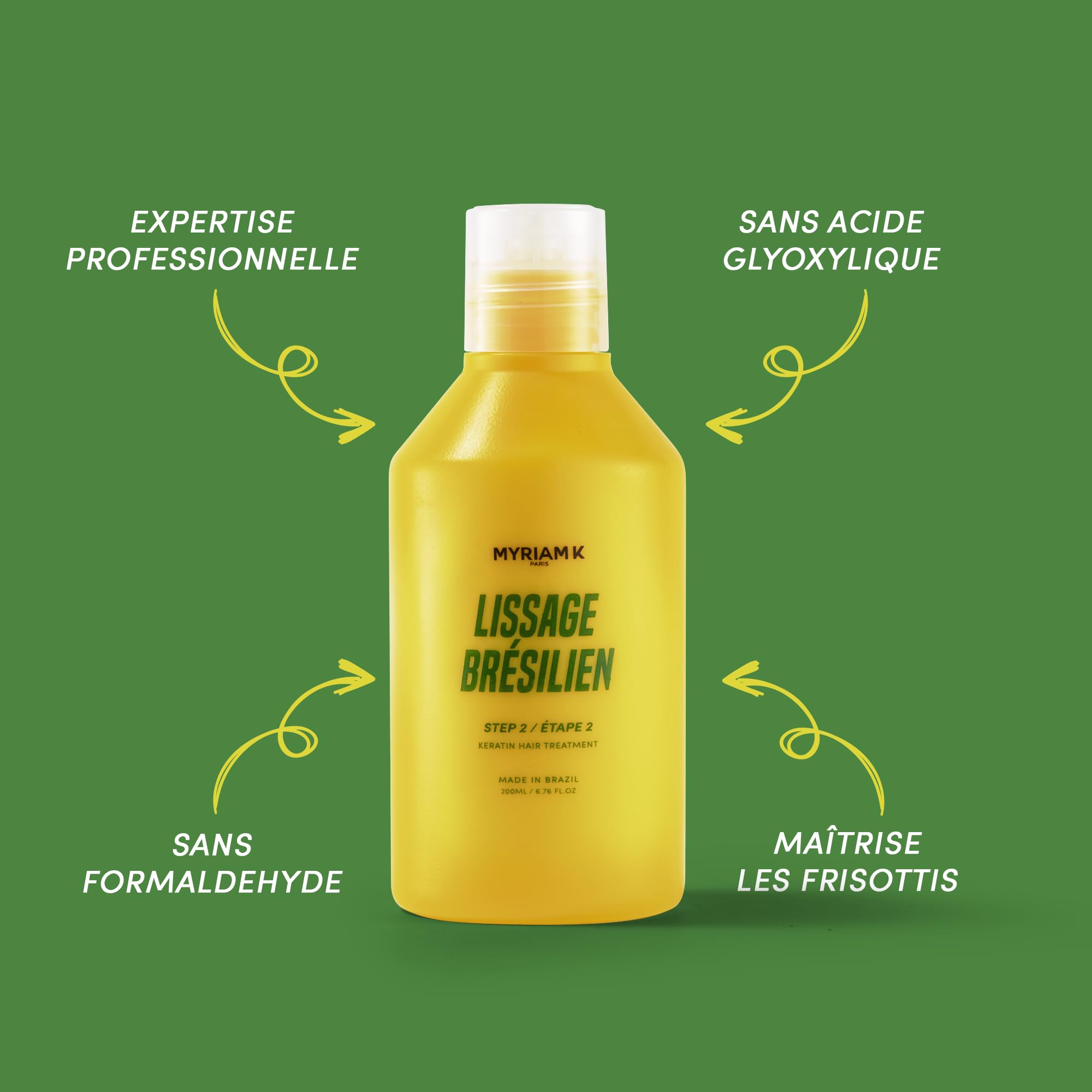 MYRIAM K PARIS – Kit de Lissage Brésilien 2x200ml – Soin Lissant à la Kératine – Anti-Frisottis & Brillance Intense – Sans Acide Glyoxylique – Pour Cheveux Bouclés, Frisés, Ondulés ou Raides