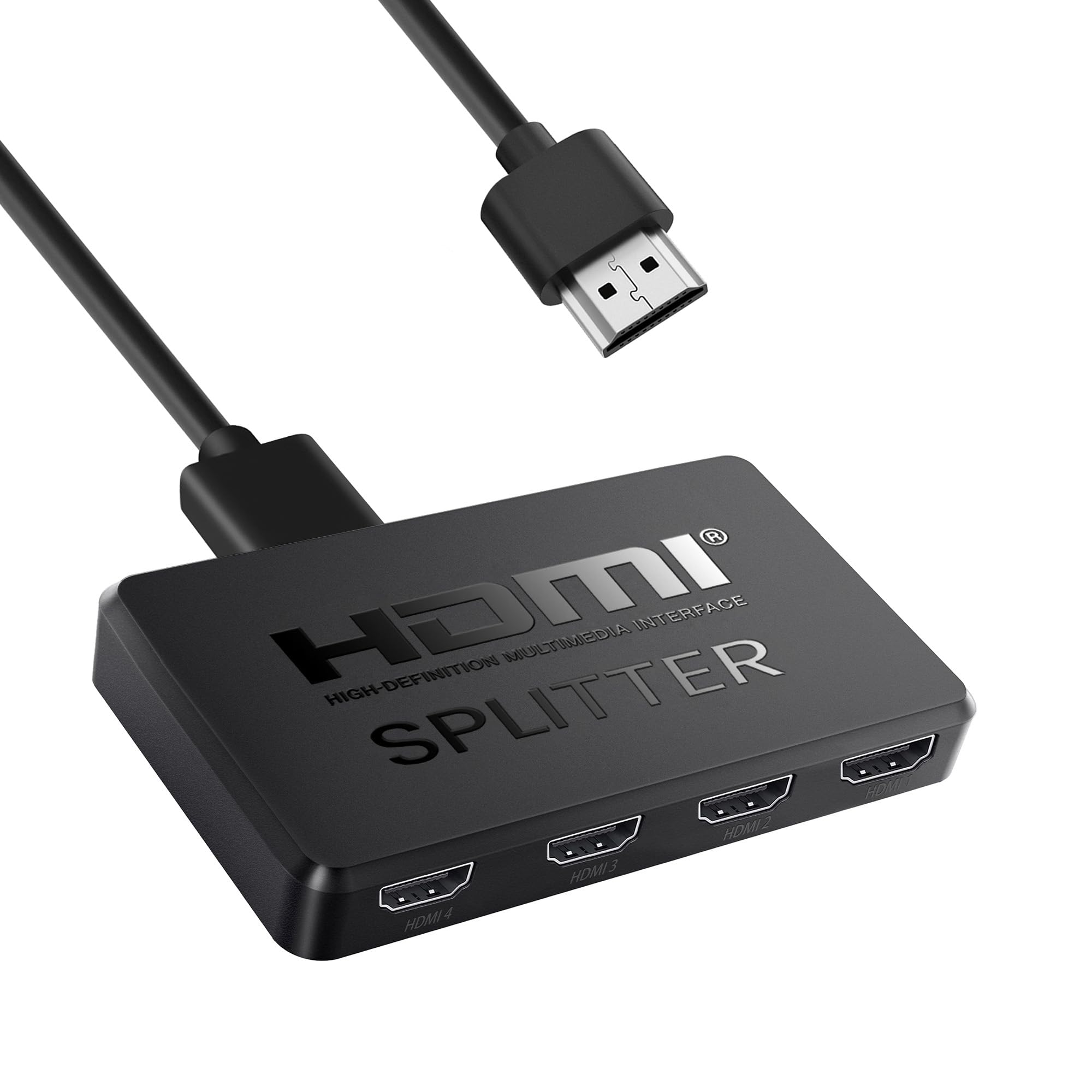 HDMI Splitter 1 in 4 out, NEWCARE 4 Port hdmi SPLITTRE support 3D 4K 30HZ(Mirror Only, Not Extend), 4 Way Distributor HDmi splitter for Full HD HDTV Blu-ray DVD, Fire Stick