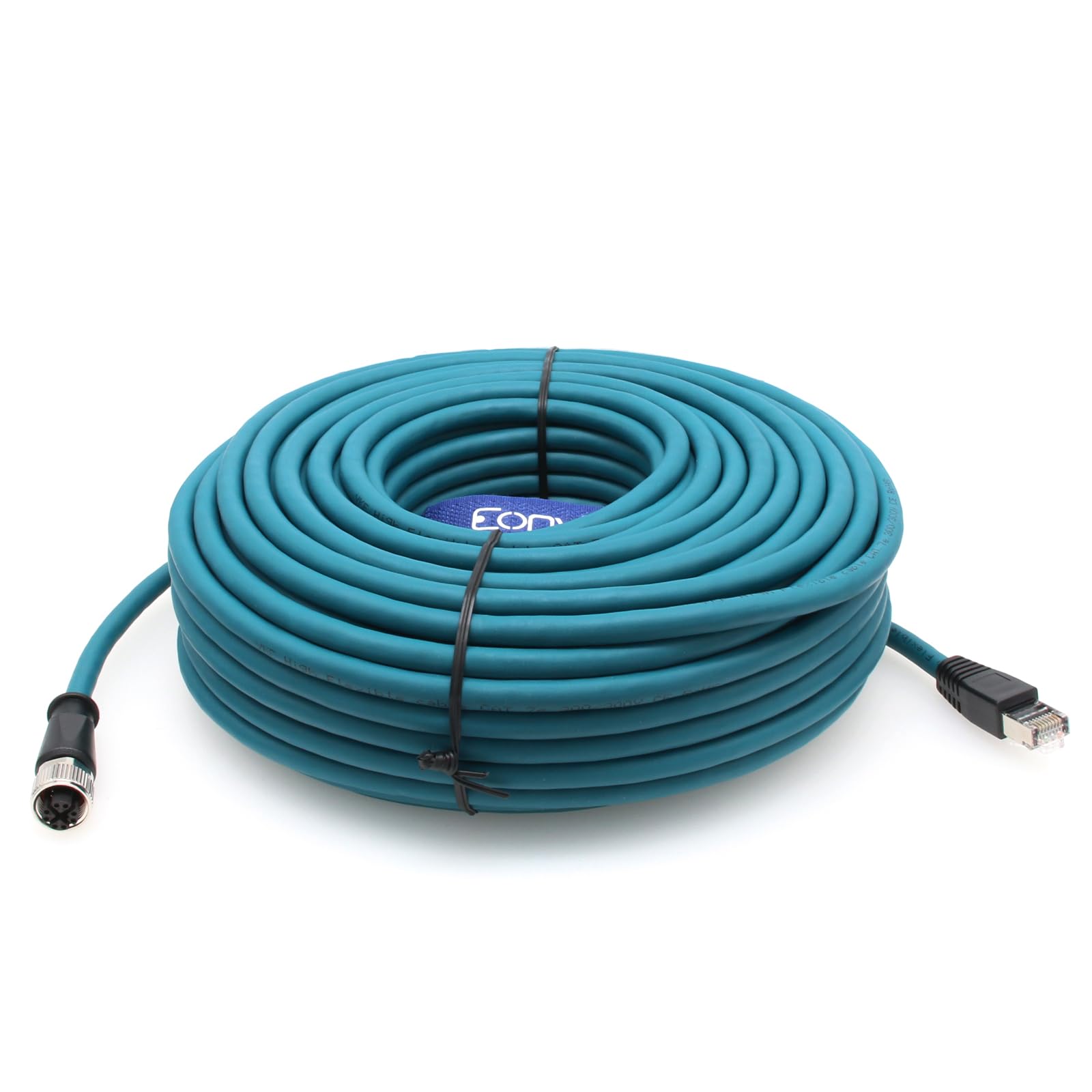 Câble Ethernet M12 X Code 8 broches femelle vers RJ45 Cat-7e High Flex pour caméra industrielle Cognex (50 m)