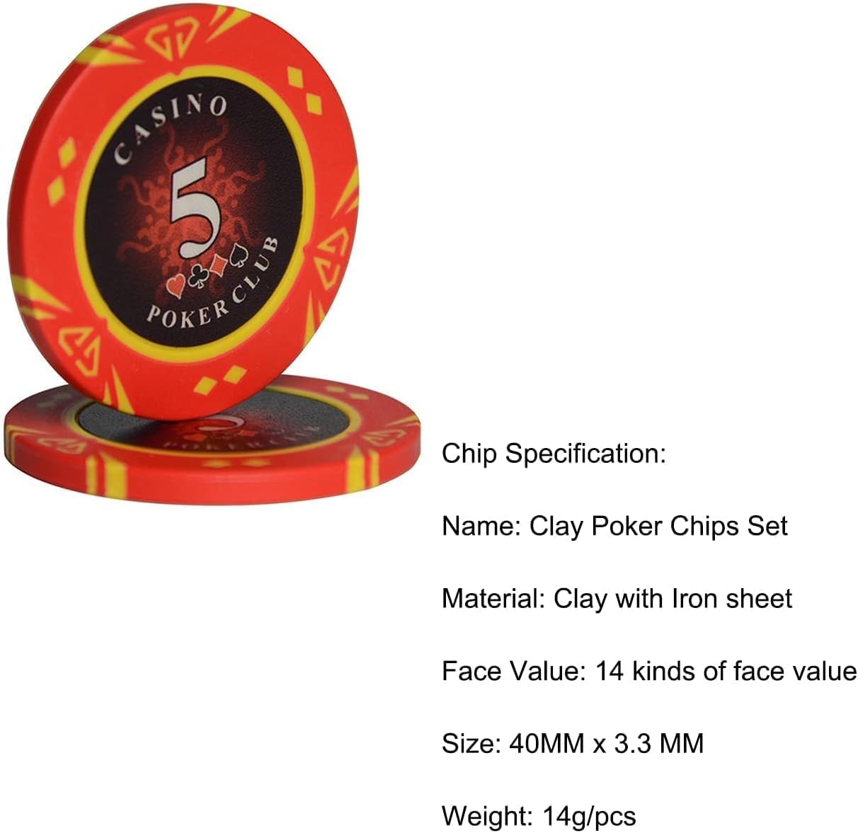 500 PCS Poker Chips Set, 14 Gram Casino Games Chips, Poker Set Texas Holdem Blackjack Poker Chips with Silver Aluminum Box, Dealer Button for Casino Games at Home (Size : Black Aluminum Box)