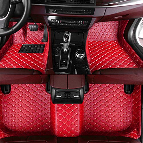 Muchkey Juego de Alfombrillas de Moqueta a Medida para el 95% de los Modelos de Coche Personalizadas Alfombras Tapete (Color:Rojo)