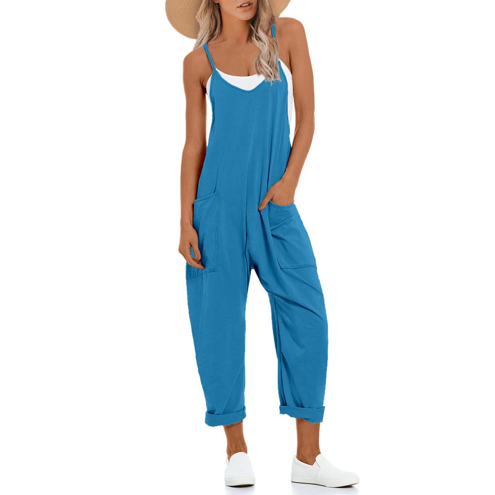 UNIANKIYA One Piece Jumpsuits for Women Casual Overalls Summer Rompers Trendy Jumpers Beach Vacation Outfits Travel Clothes