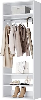 Hanging Closet Unit with Shelves - Modular Closet System for Hanging - Corner Closet System - Closet Organizers and Storage Shelves (White, 19.5 inches Wide) Closet Shelves