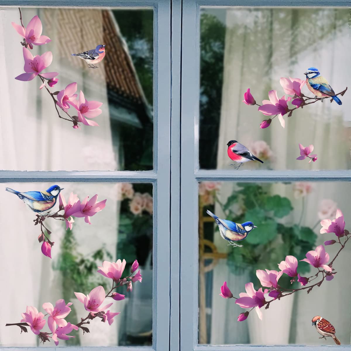 6-teilige Fensterbilder-Set "Pflanzen & Blumen", Statisch Haftend, Wiederverwendbar