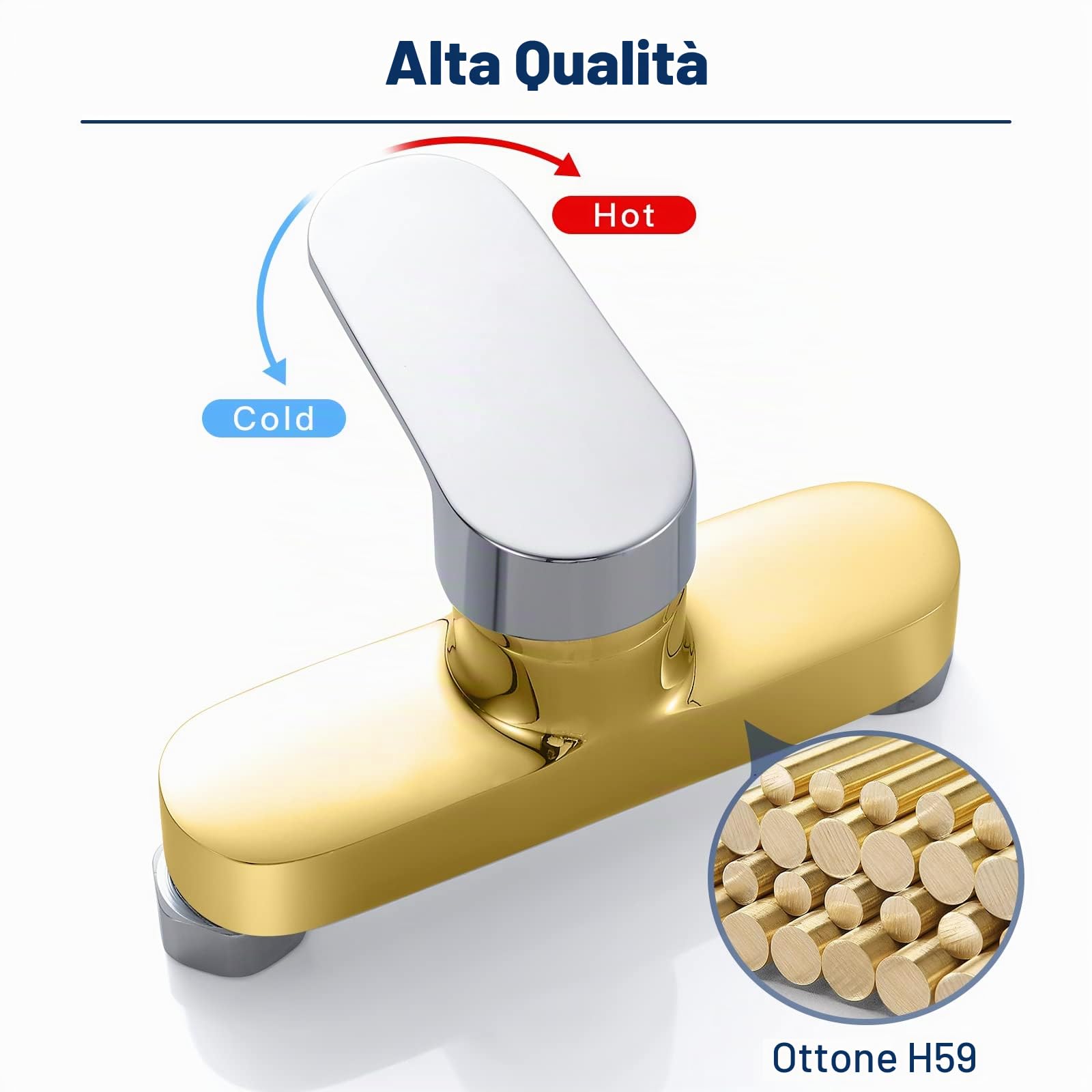 Miscelatore Monocomando per Doccia, Rubinetto Doccia Miscelatore, Miscelatore per Doccia da Muro,1/2 uscita, Cromo