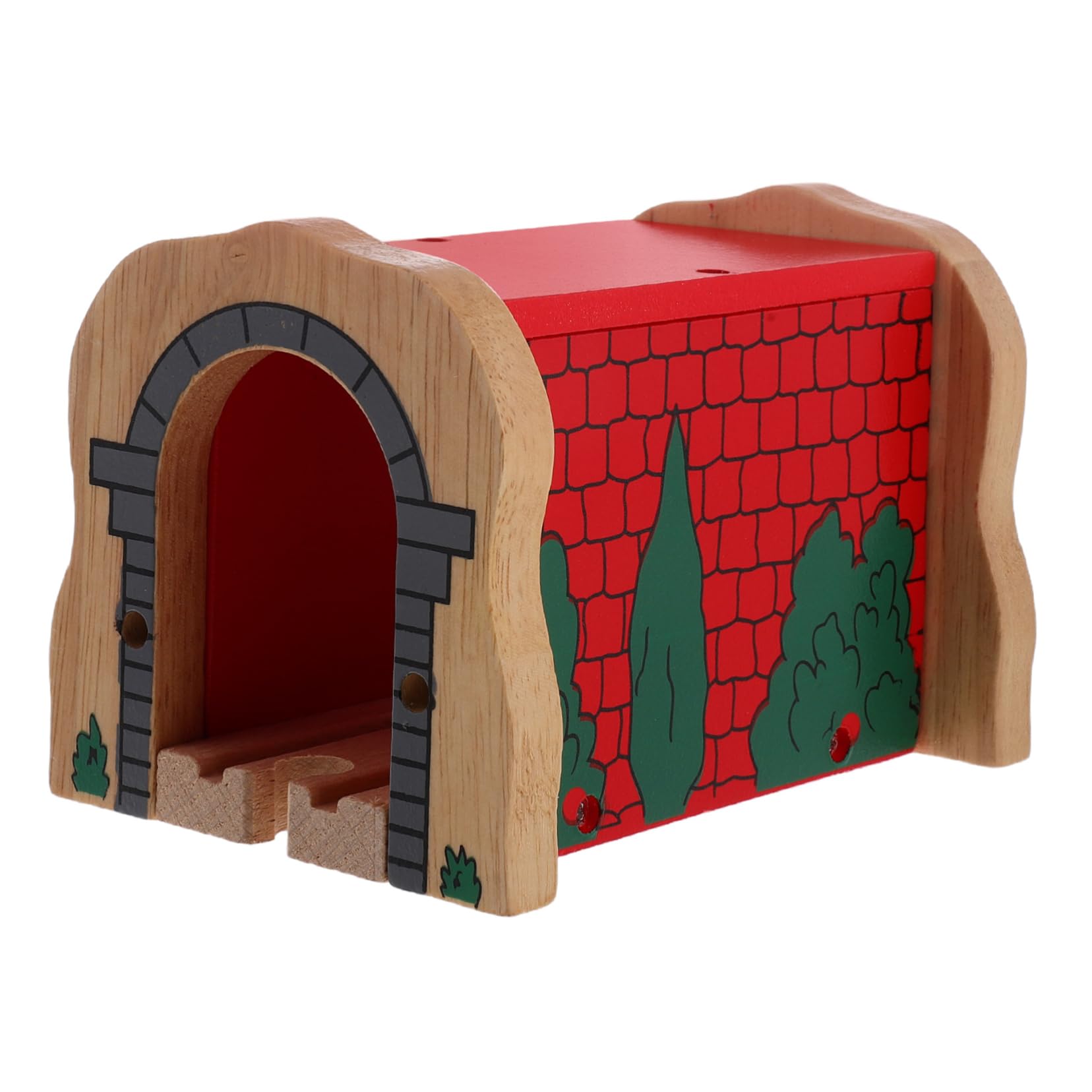 Vaguelly Kids' Model Train Track Set Wooden Tracks Tunnel Toy Train Accessories Expansion Model