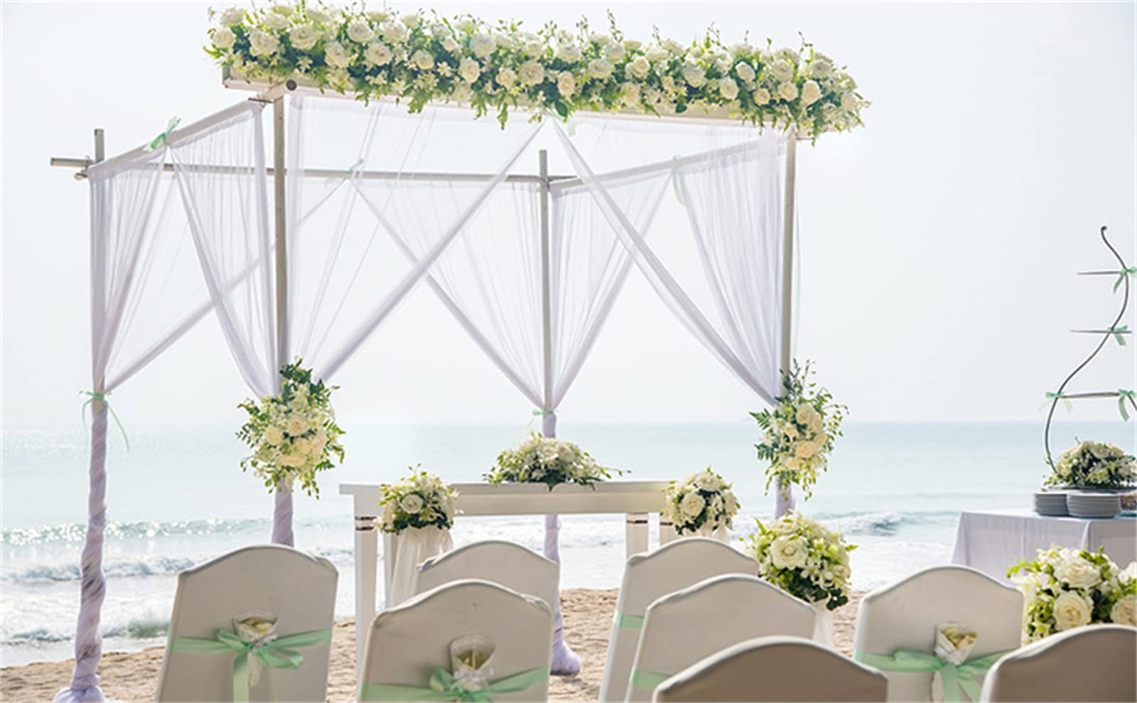 Querbehang Transparente Voile Gardine Fertiggardine Deko für Hochzeitsbogen & Traubogen Vorhangweiß Hochzeitsdekoration (Weiß,1.5 * 3m 2pcs)