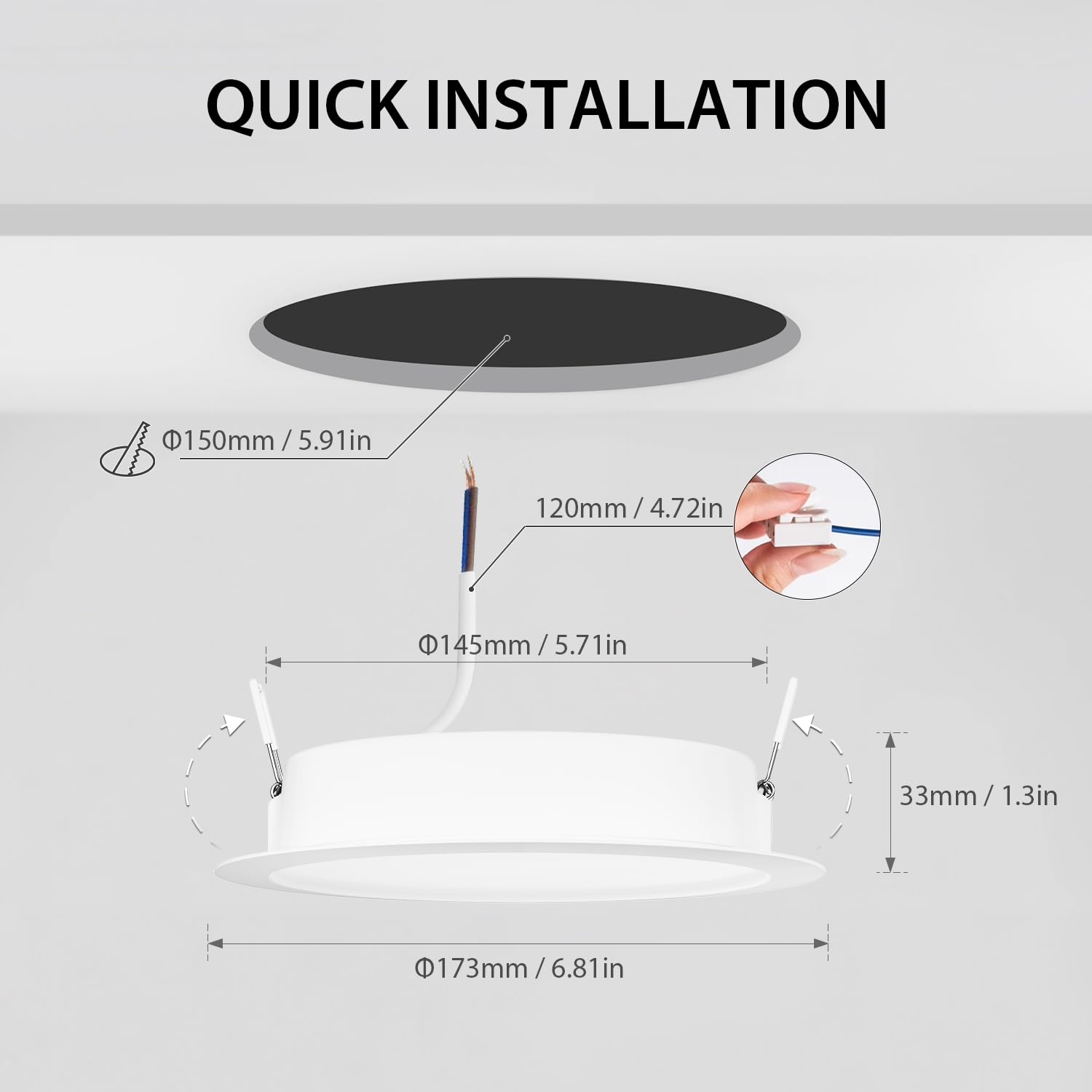 LVWIT Kitchen Spot Lights Ceiling,LED Downlights for Ceiling,18W Ultra Slim Recessed Ceiling Lights,1980LM Neutral White 4000K Non-Dimmable Spotlights for Bathroom Kitchen Living Room,6 Pack - Image 3