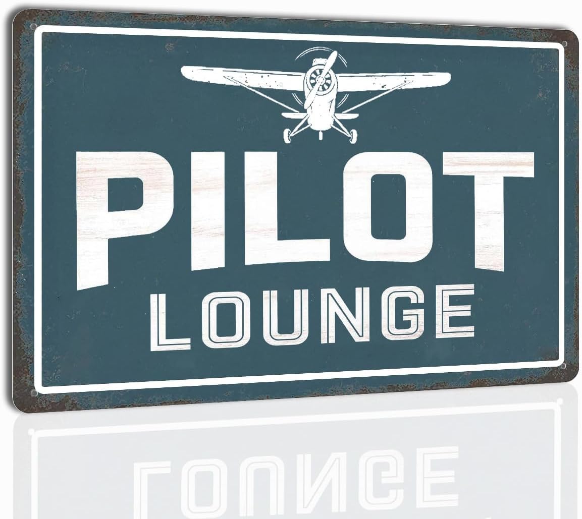 Pivjhf Men's Signage Airplane Decor Aviation Wall Art - Vintage Plane Tin Sign For Pilot Lounge, Man Cave, Or Airplane Hangar, 12X8 Inch Metal Plaque - Aviation Gifts For And Aesthetic Room Decor