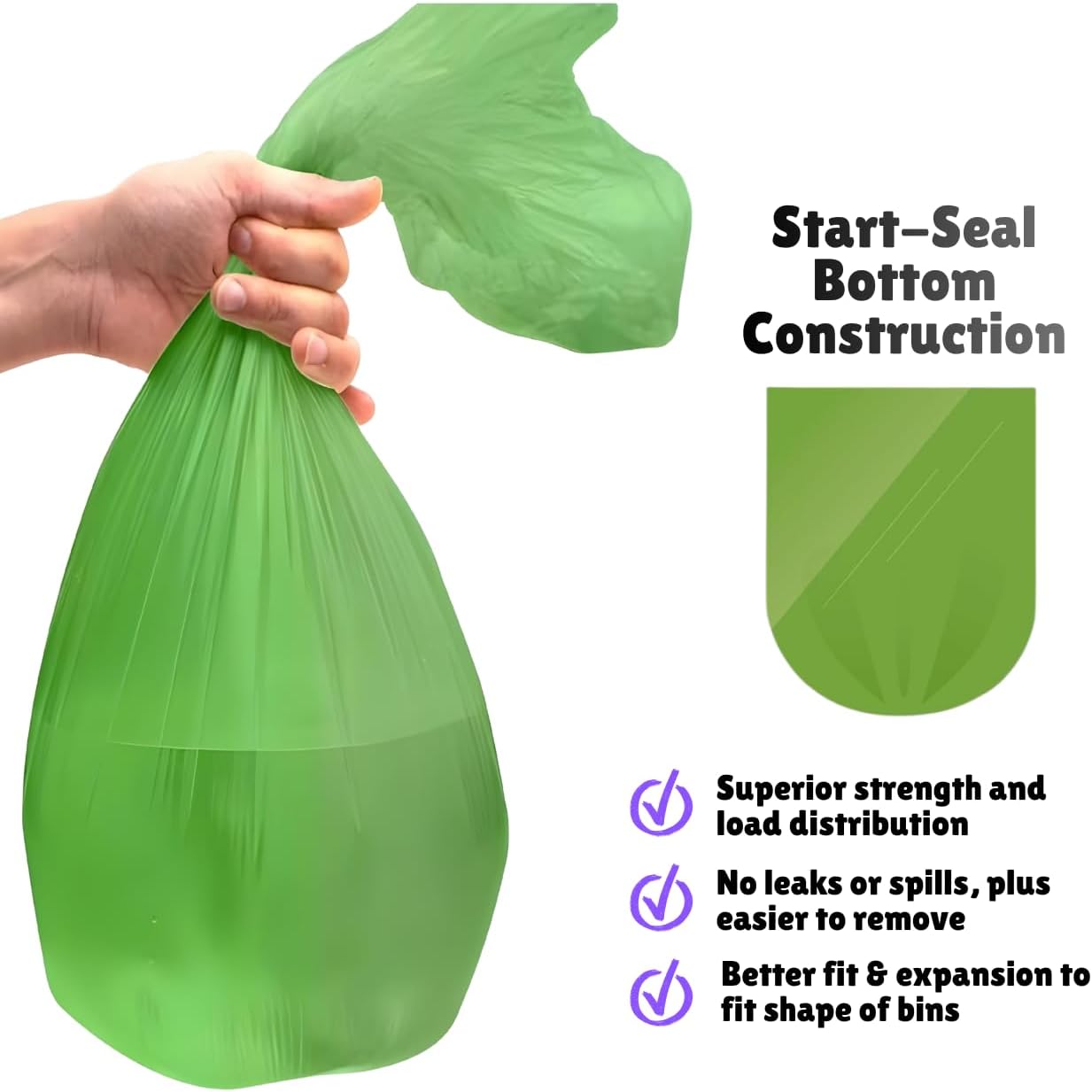 13 Gallon Tall Trash Bags Disposable Diaper Pail Refill Plastic Bag (120 Bags) Compatible with Ubbi Diaper Pail Tall Kitchen Green Eco-friendly Diaper Pail Bag (120 ct., Lavender Scented)