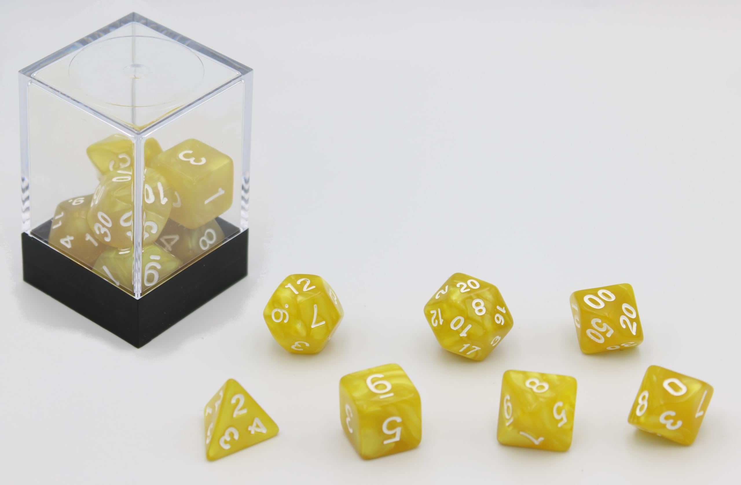 Hot Games Juego de dados de nácar dorado, 7 piezas, Dungeons & Dragons