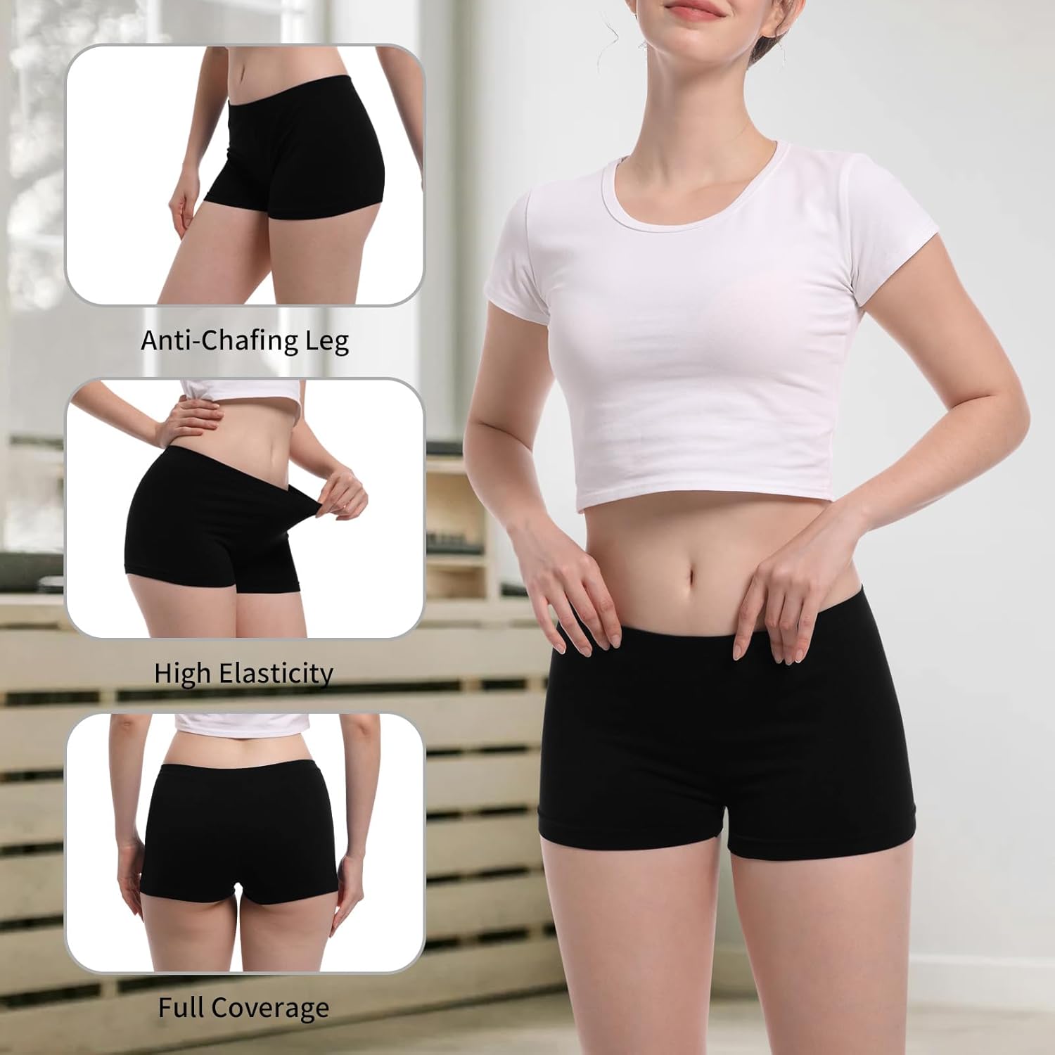 Seamless Boyshorts Stretch Nylon Full Coverrage Boxer Briefs Anti Charing Women Panties 4 Pack - Image 3