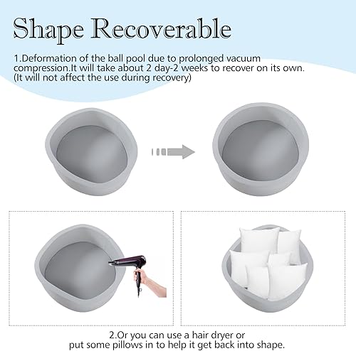 Miniatura 4 de SHJADE Piscina de bolas con 200 bolas, 35.4 x 11.8 pulgadas, bolas de espuma viscoelástica para niños, corralito redondo suave para interiores,