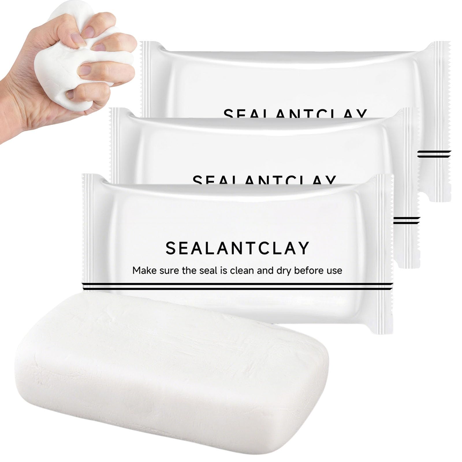 Universal Sealant Clay, Waterproof Sealant Clay Stick For Wood & Outdoor Use, White Clay Sealant For Durable Sealing (3pcs)