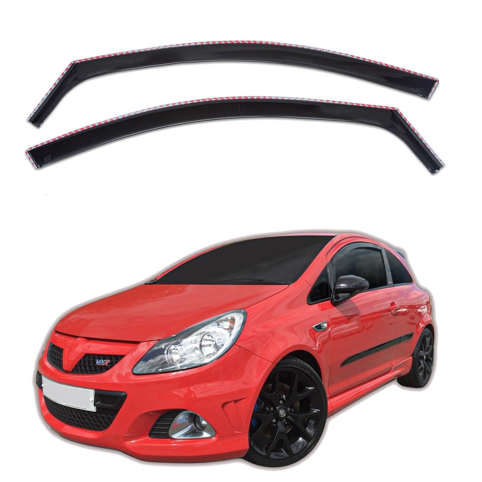 SCOUTT J&J Automotive GP Windabweiser passend für Opel Corsa D/E 3-Türer 2006-2019 2tlg, Vorne und Hinten Regenabweiser Passform Getönt Schwarz
