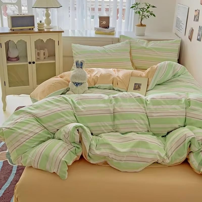 Parure de lit 240x220 en microfibre à rayures horizontales avec fermeture éclair - 2
