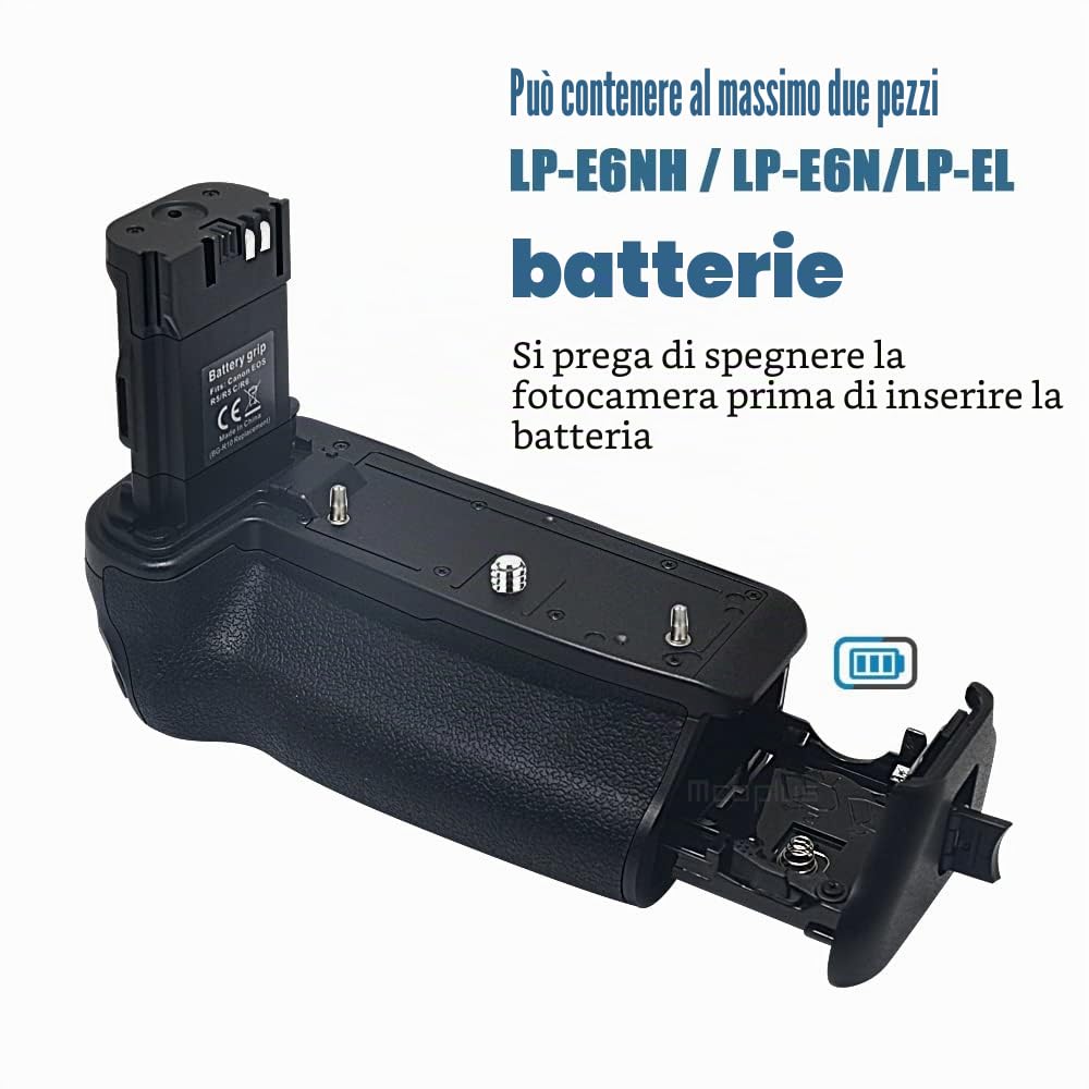 Bg-R10 - Impugnatura verticale con batteria multipla, sostituisce BG-R10, compatibile con fotocamere Canon EOS R5, R5C, R6, R6 Mark II, utilizza batterie LP-E6N / LP-E6NH / LP-EL (batteria non