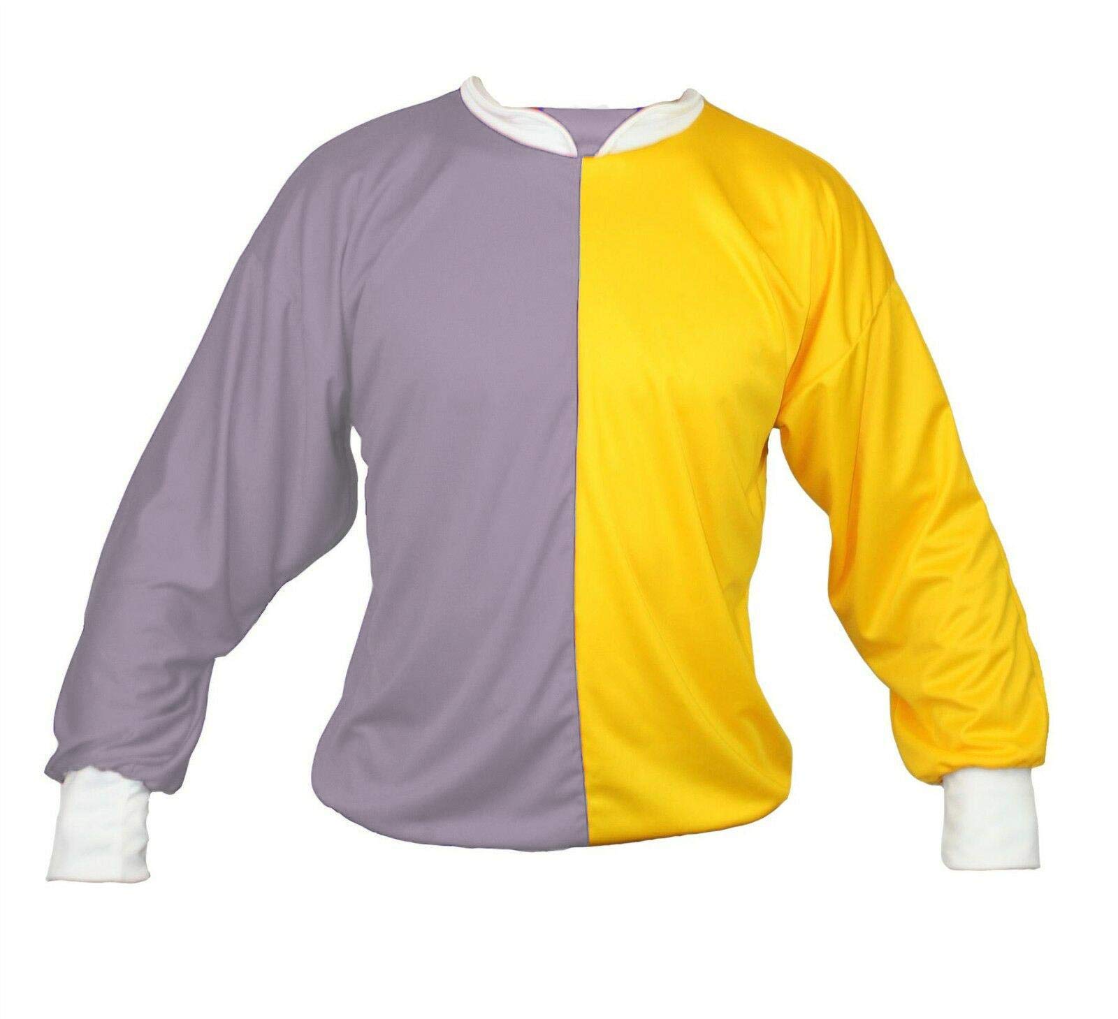 Adults Horse Racing Top Jockey Jersey Silks Colours Equestrian Cheltenham National Fancy Dress [Grey & Yellow] — image 1