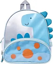 Mochila Magic Dino Escolar Cinza Menino Dinossauro Alça Azul Prata Costas Escola Bolsa Aula Buba