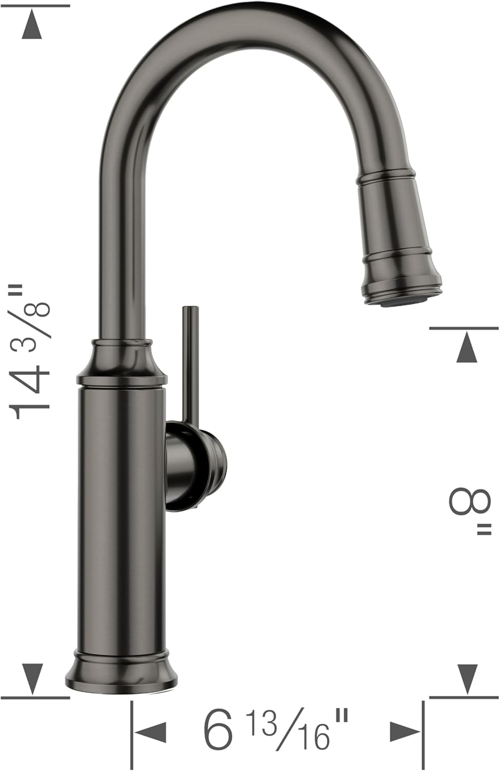 BLANCO 443265 Empressa Pull-Down Bar Faucet - 1.5 GPM - Satin Dark Steel