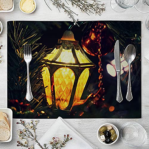Aeici Kit de decoración de mesa de Navidad, mantel individual 2 luces de Navidad 32 x 42 cm para decoración de mesa de comedor Cover