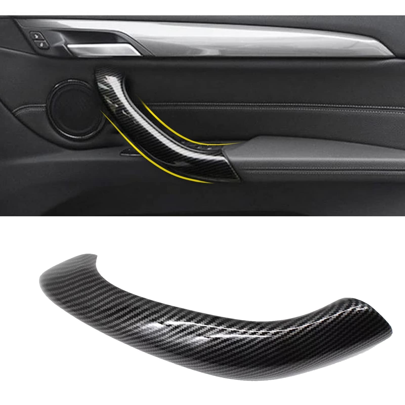 YIWANG Cornici Maniglia Interna Per Alfa Romeo Stelvio 2017-2020 – ABS Cromato Effetto Carbonio, 2 Pezzi
