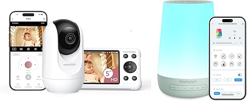 Momcozy Máquina de sonido para dormir del bebé con luz nocturna y monitor de bebé Momcozy Smart WiFi con cámara y audio