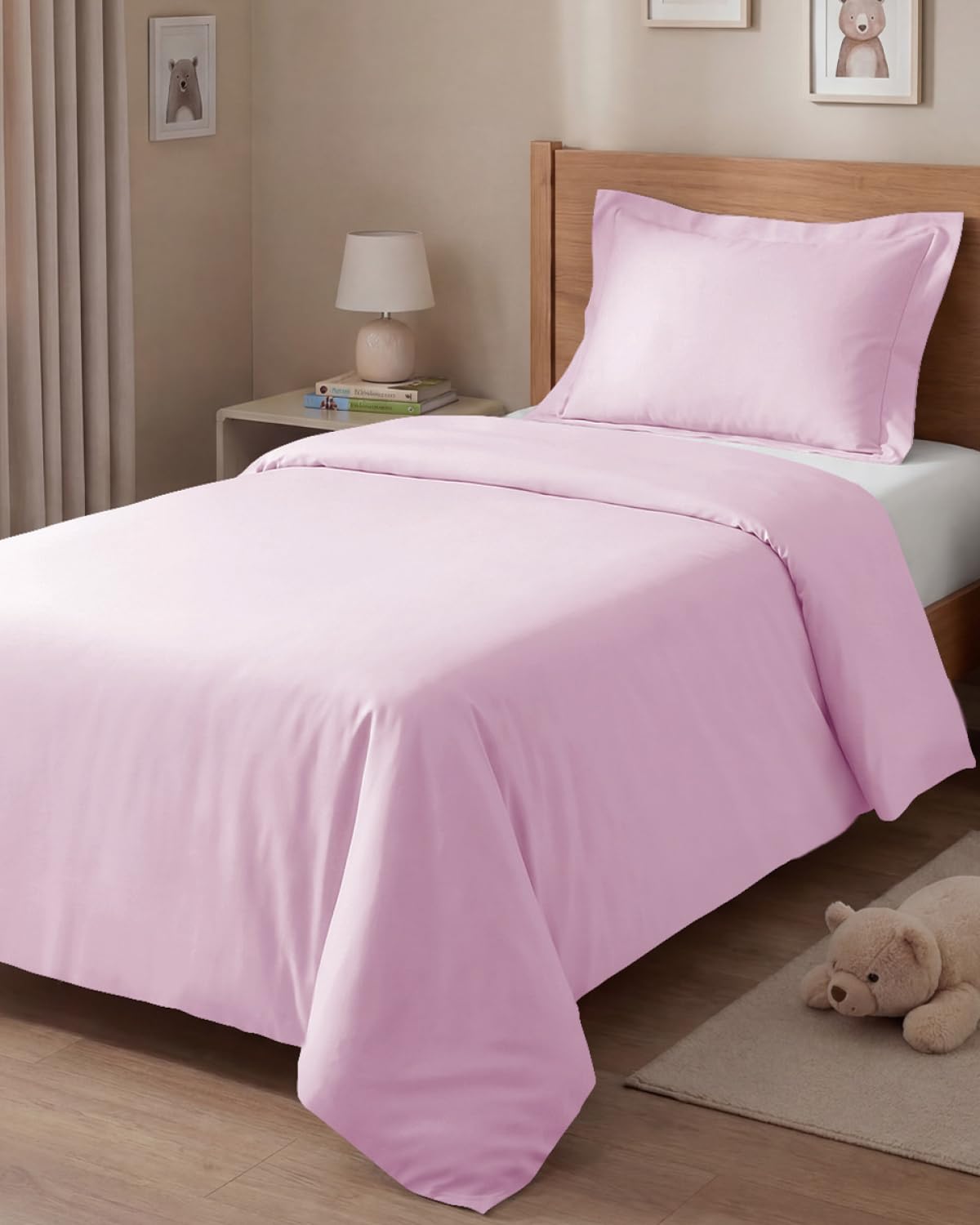 Juego Funda Nórdica 2 Piezas 140x200 - Microfibra 65x65 - Rosa Claro | Sin Arrugas, Suave, Transpirable, Funda Edredón, Fundas de Almohada, Cierre Cremallera, Lavable, Juego de Cama, OEKO-TEX